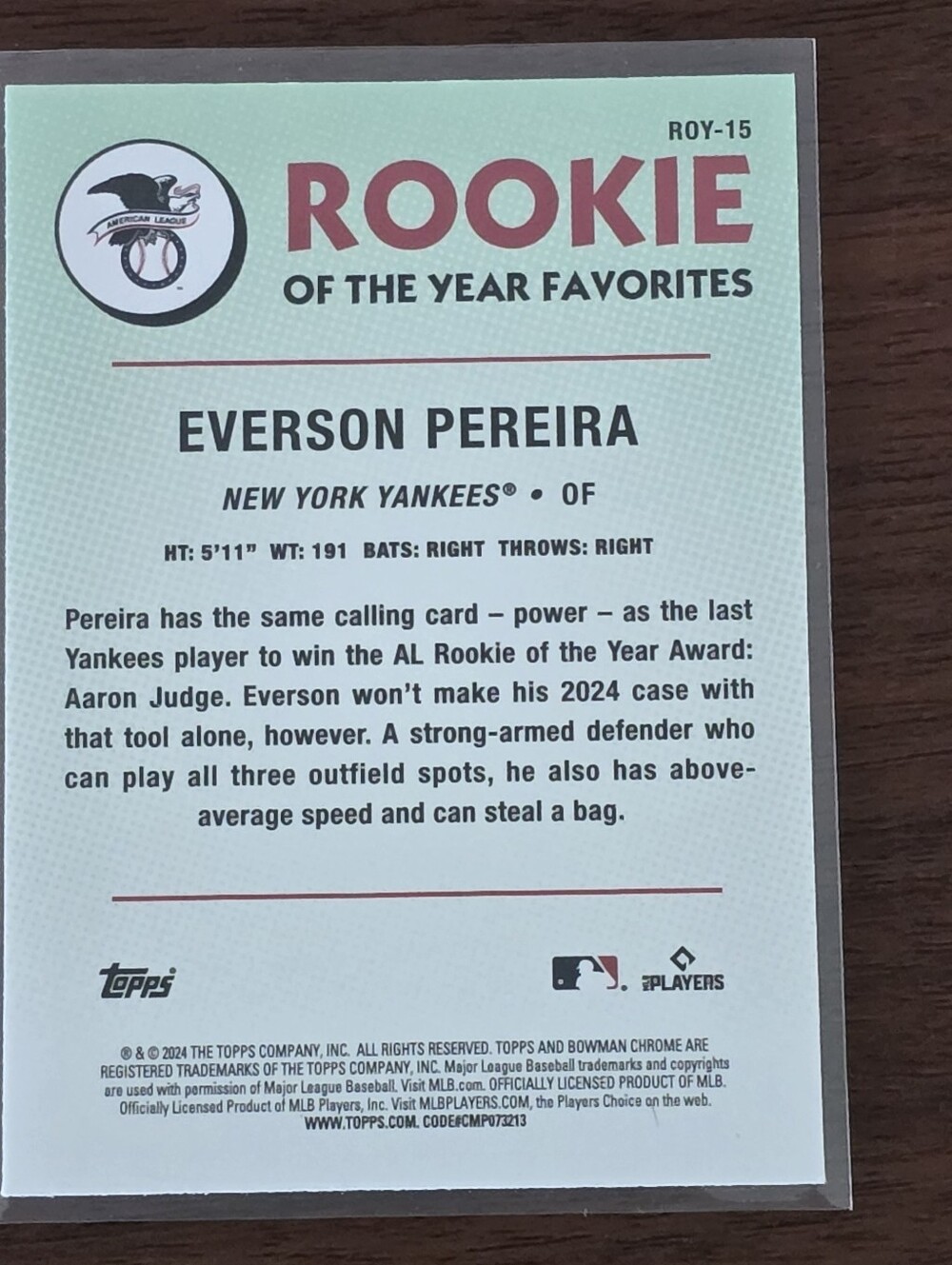 2024 Bowman Chrome #ROY-15 Everson Pereira ROY Favorites New York Yankees - Picture 2 of 2